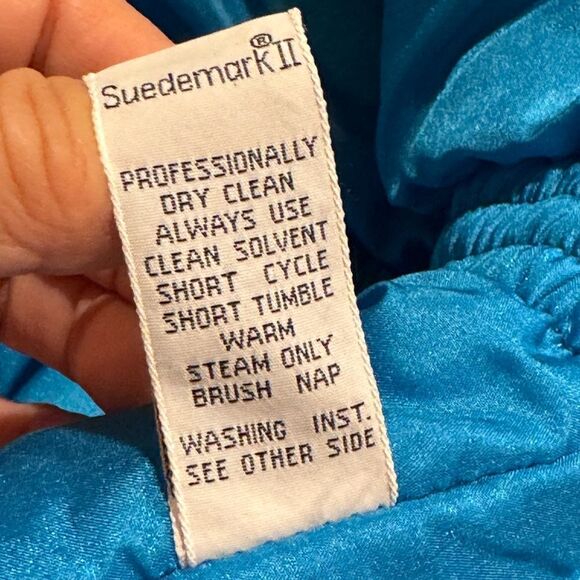 Vintage SKEA Turquoise 80’s Suede Lined Ski Jacket Women’s Puffy Shoulders Sz 8 - Picture 12 of 16